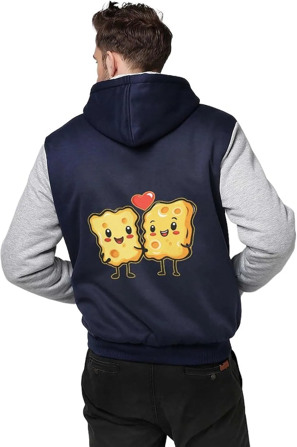 Толстовка Happy Cheese Block с капюшоном, утепленная, из плотного флиса, с карманами, зимняя Generic, светло-серый — фото 2
