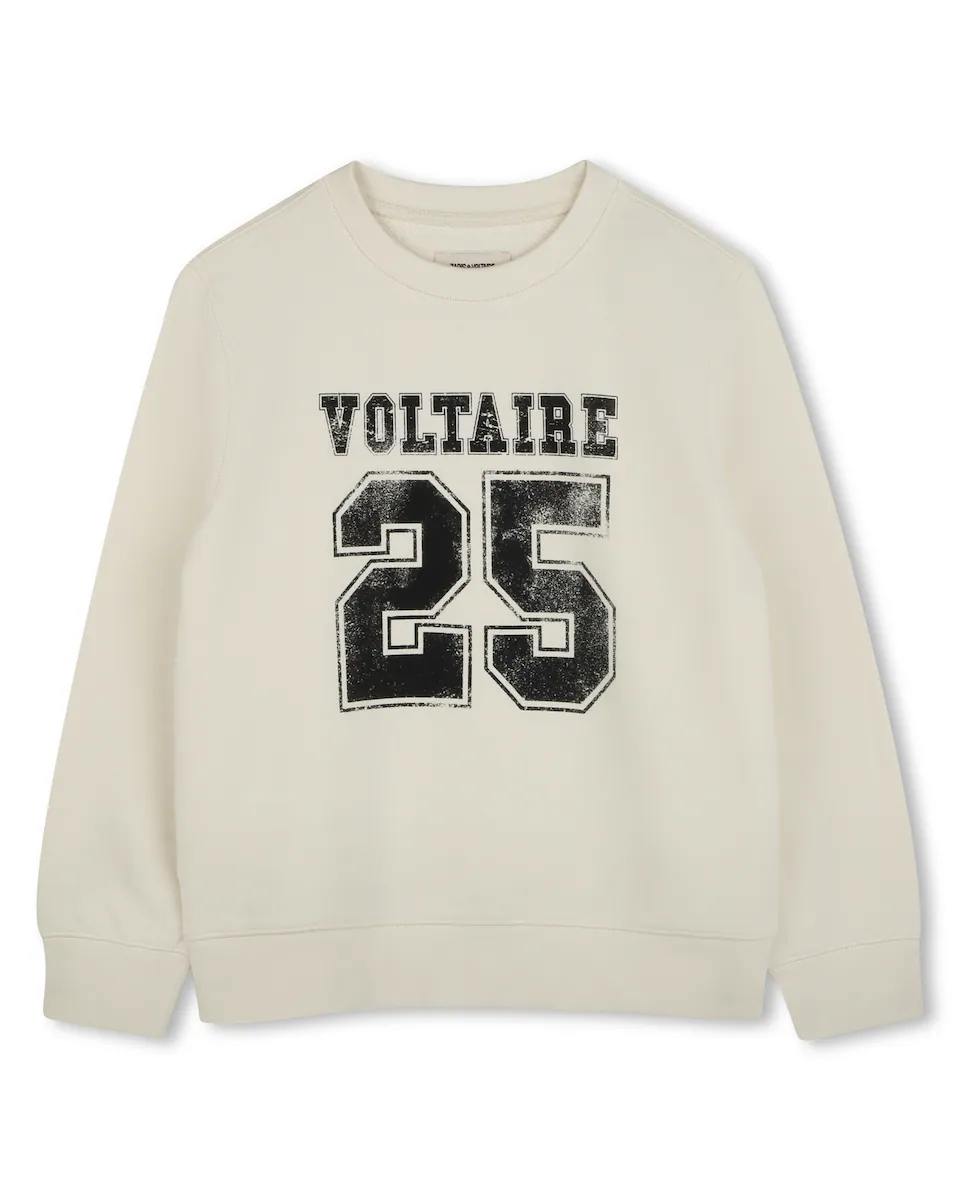 

Хлопковый свитшот для мальчиков с круглым вырезом Zadig & Voltaire, бежевый