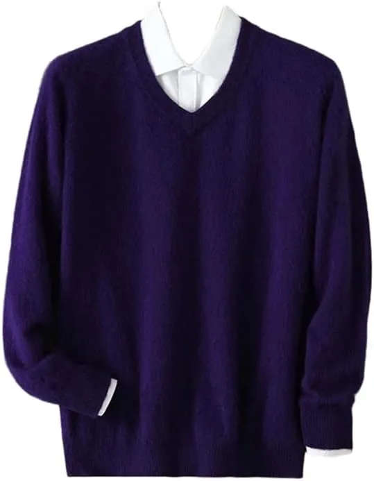 

Мужской свитер с длинным рукавом Slim Fit, вязаный, утолщенный, с V-образным вырезом