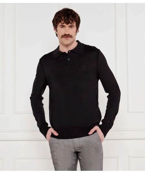 

Рубашка-Поло из шерсти Avac Slim fit Boss Orange, черный