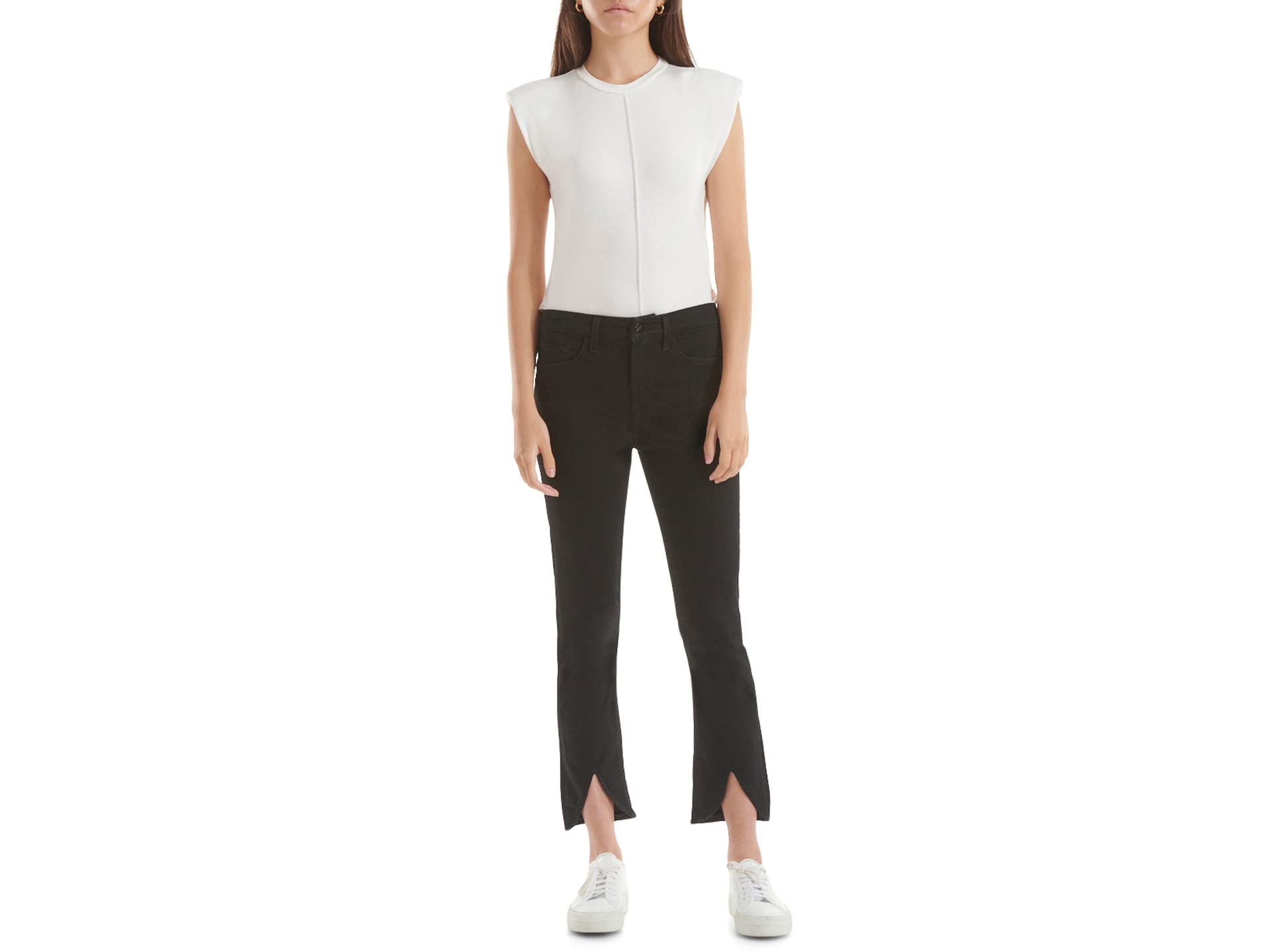 

Джинсы JEN7 Ankle Straight With Tulip Hem In Black, черный