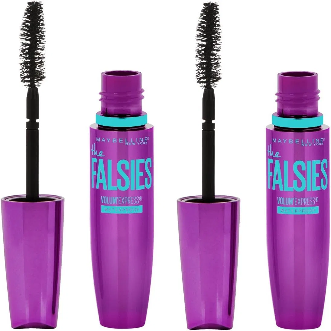 Тушь для ресниц объемная удлиняющая водостойкая Very Black Maybelline Volum' Express The Falsies 2 шт