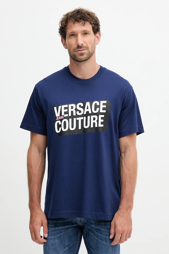 

Хлопковая футболка Versace Jeans Couture, темно-синий