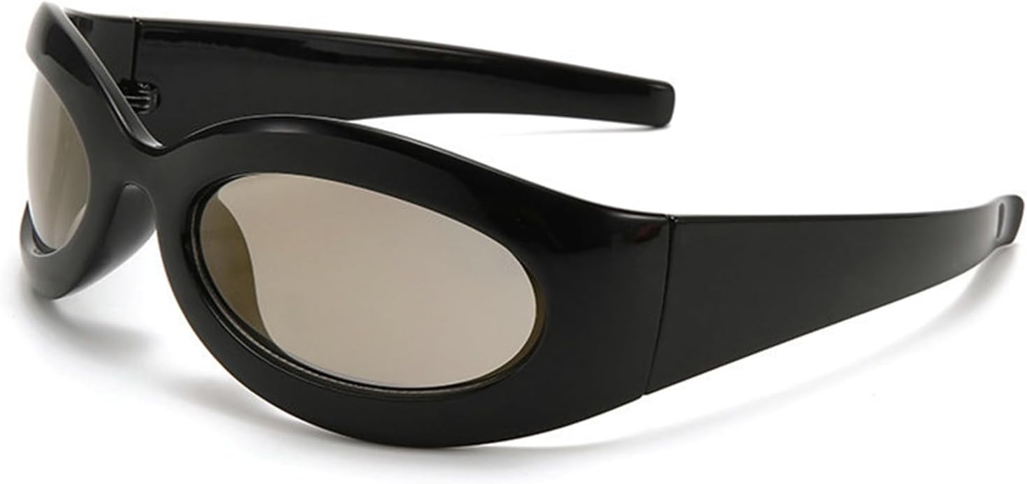 

Солнцезащитные очки Helena с обтекаемой формой, модные футуристические солнцезащитные очки большого овального размера для мужчин и женщин, стиль Y2K, модные очки S68, C1