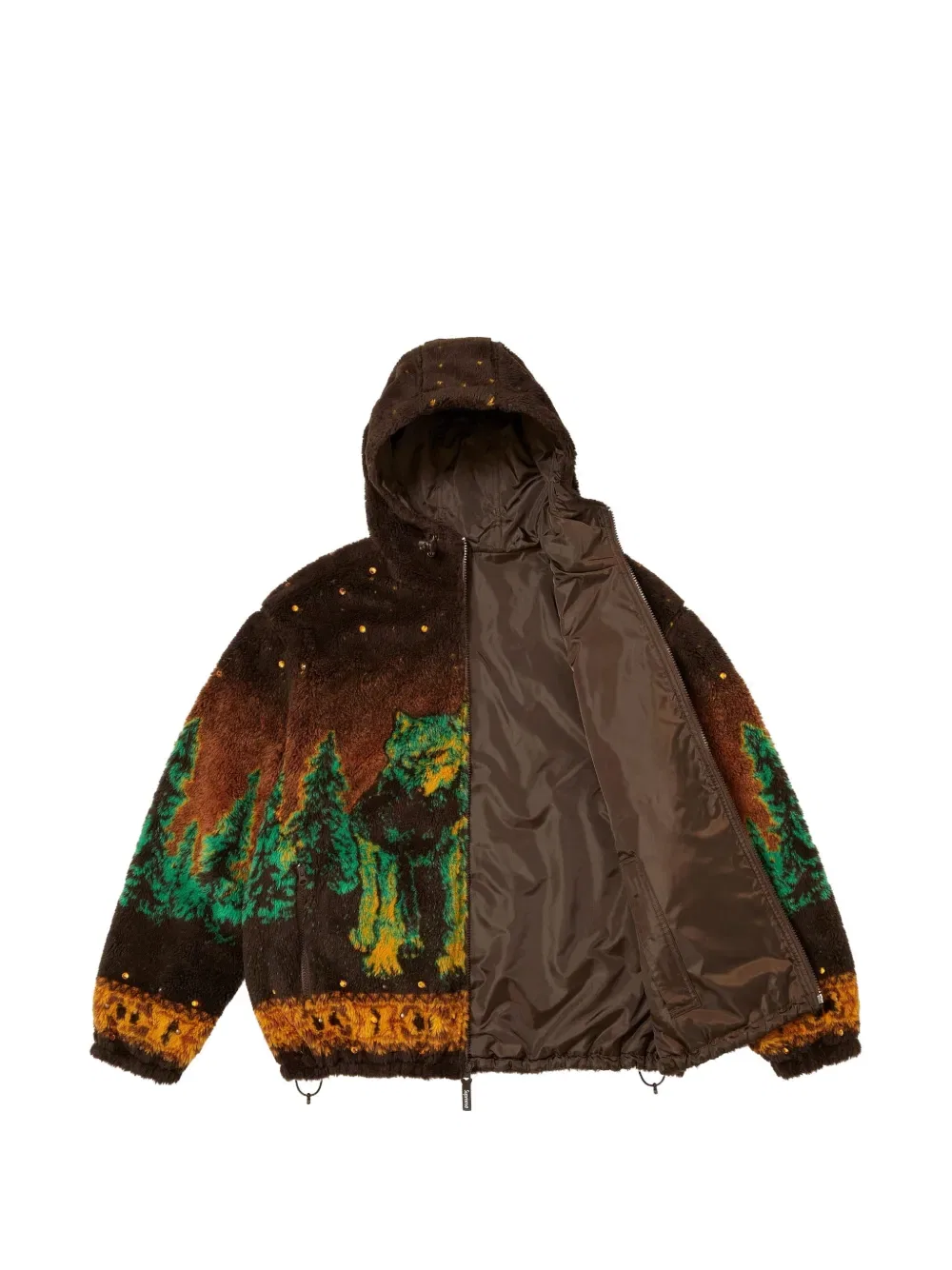Двусторонняя флисовая куртка с капюшоном BB Simon "FW 25 - коричневая" Supreme — фото 3