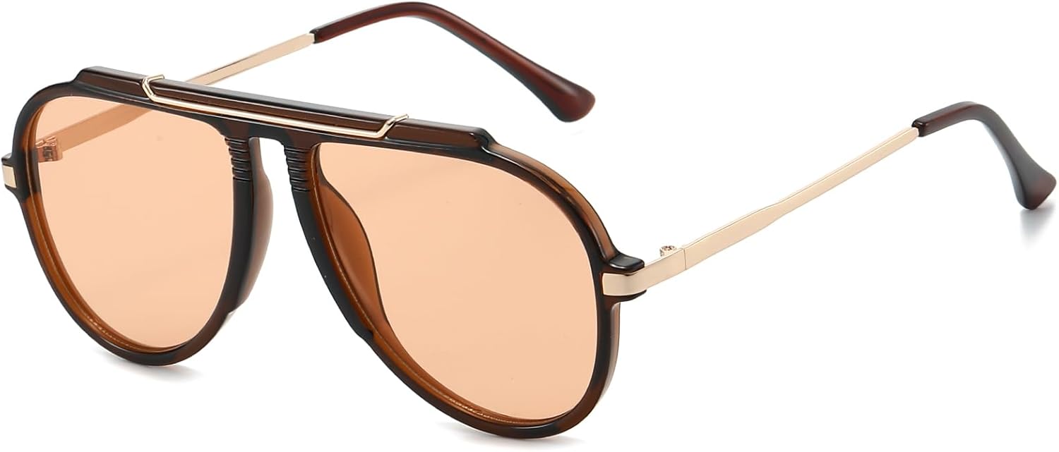 

Солнцезащитные очки-авиаторы EYLRIM большого размера в стиле ретро для женщин и мужчин, модные солнцезащитные очки в стиле 70-х с золотистым металлическим покрытием, очки-пилот, Brown Frame/Champagne Lens