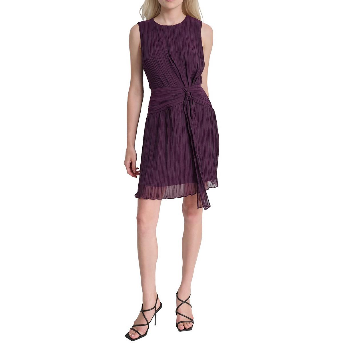

Женское плиссированное мини-платье из полиэстера DKNY, цвет raisin