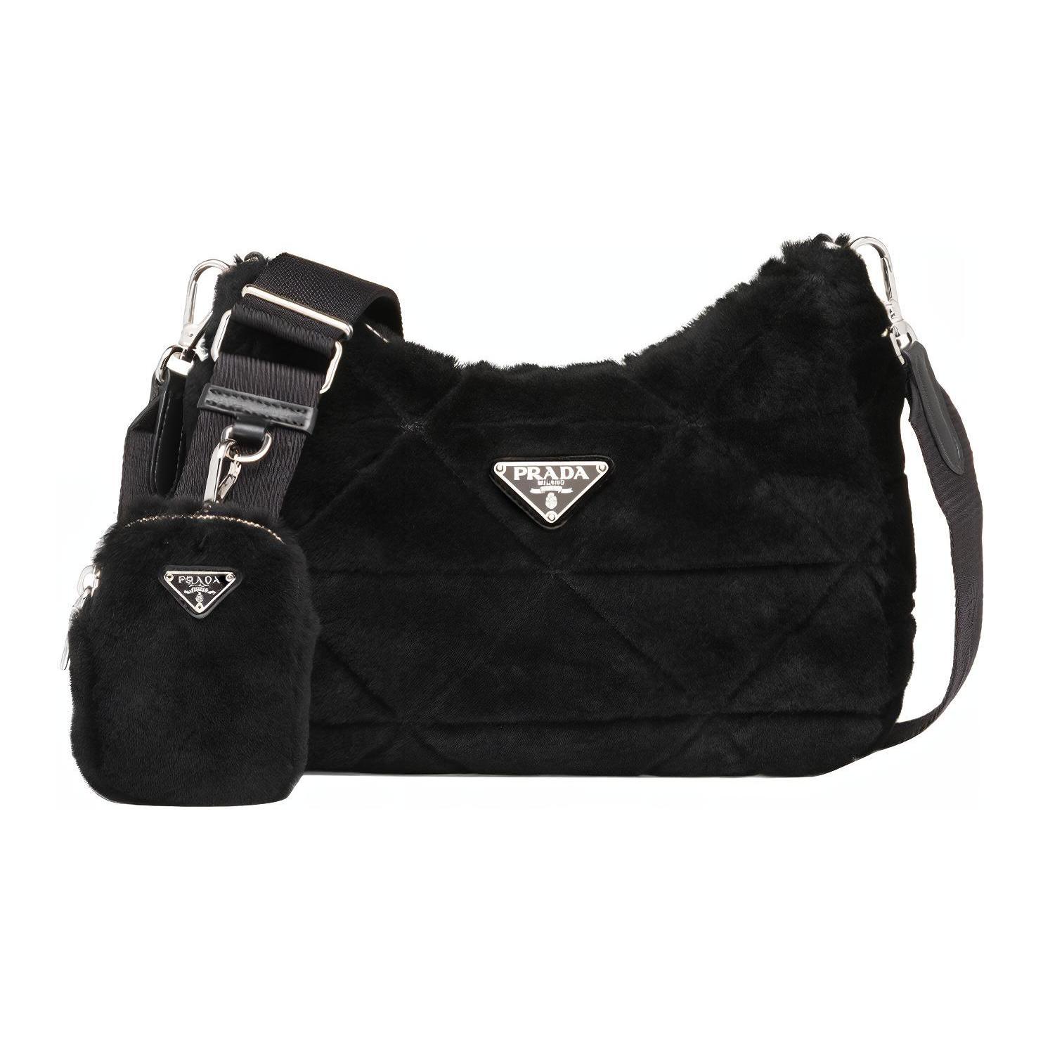

PRADA Овчинная сумка через плечо, женская черная