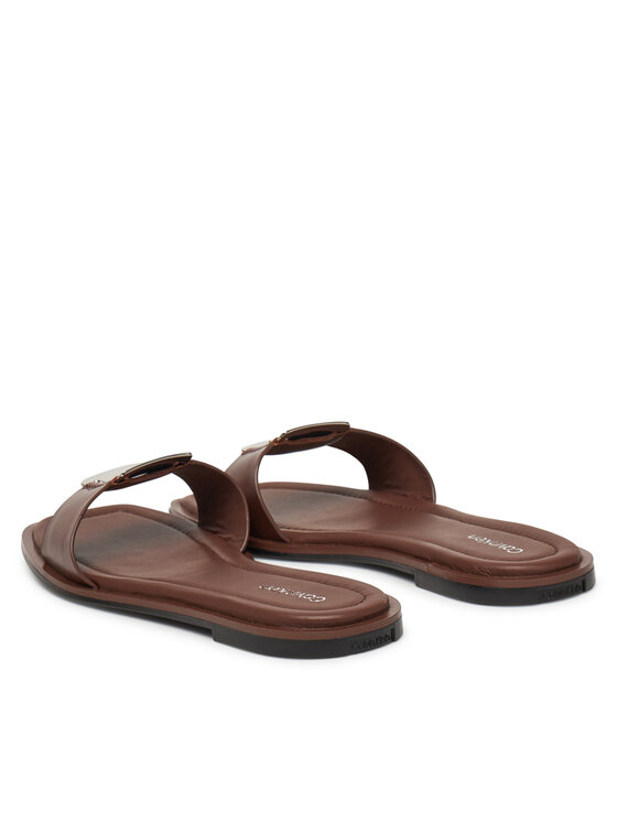 Мюли Flat Slide W/Ck Hw Big - Lth HW0HW02482 Calvin Klein, коричневый — фото 3
