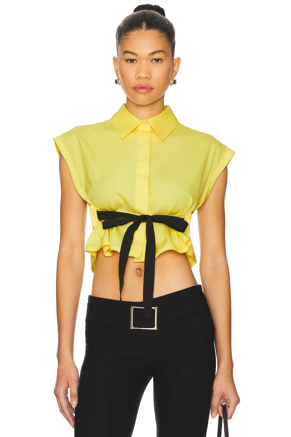 

Рубашка с завязкой на талии Msgm, light yellow