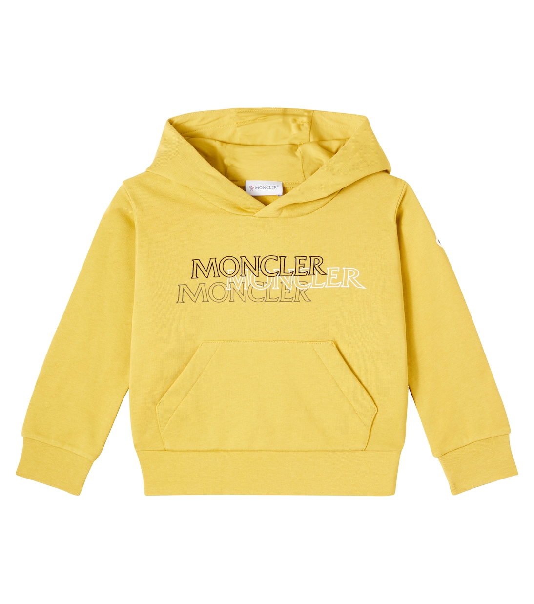 

Толстовка с капюшоном из хлопкового джерси с логотипом Moncler Enfant, Lime