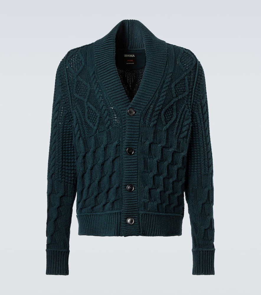 

Кашемировый кардиган с косой вязкой Zegna, Dark Green