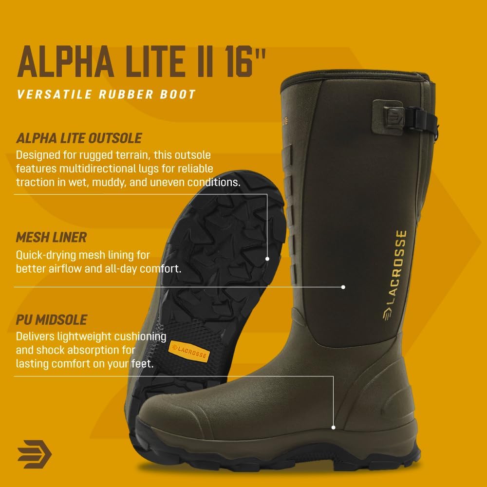 Мужские водонепроницаемые утепленные ботинки LaCrosse Alpha Lite II CW - прочная, легкая и комфортная обувь для активного отдыха, оливковый — фото 3