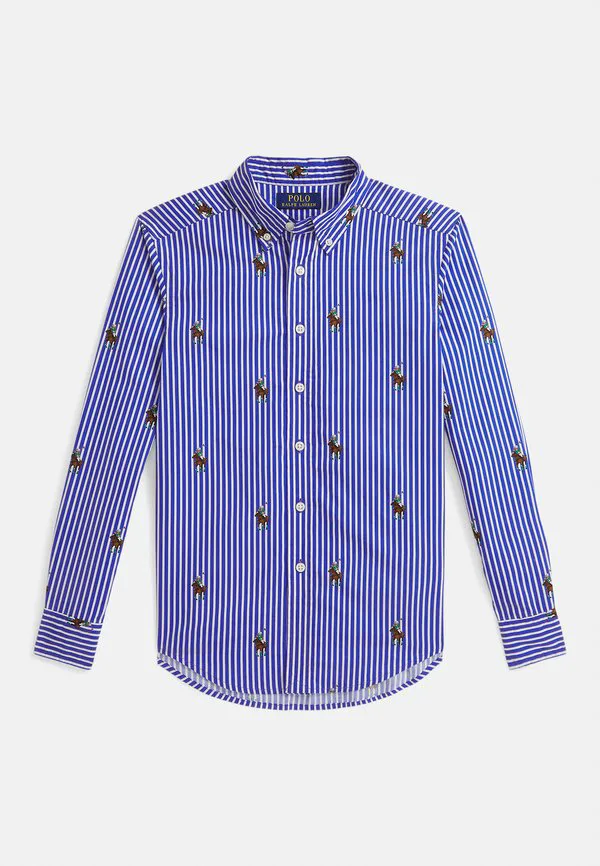 Хлопковая рубашка polo bear в полоску, размер 714y. Polo Ralph Lauren, Blue
