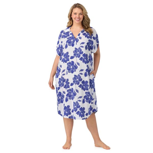 

Платье для сна миди с плетеным воротником больших размеров Draper James, цвет bright blue magnolia