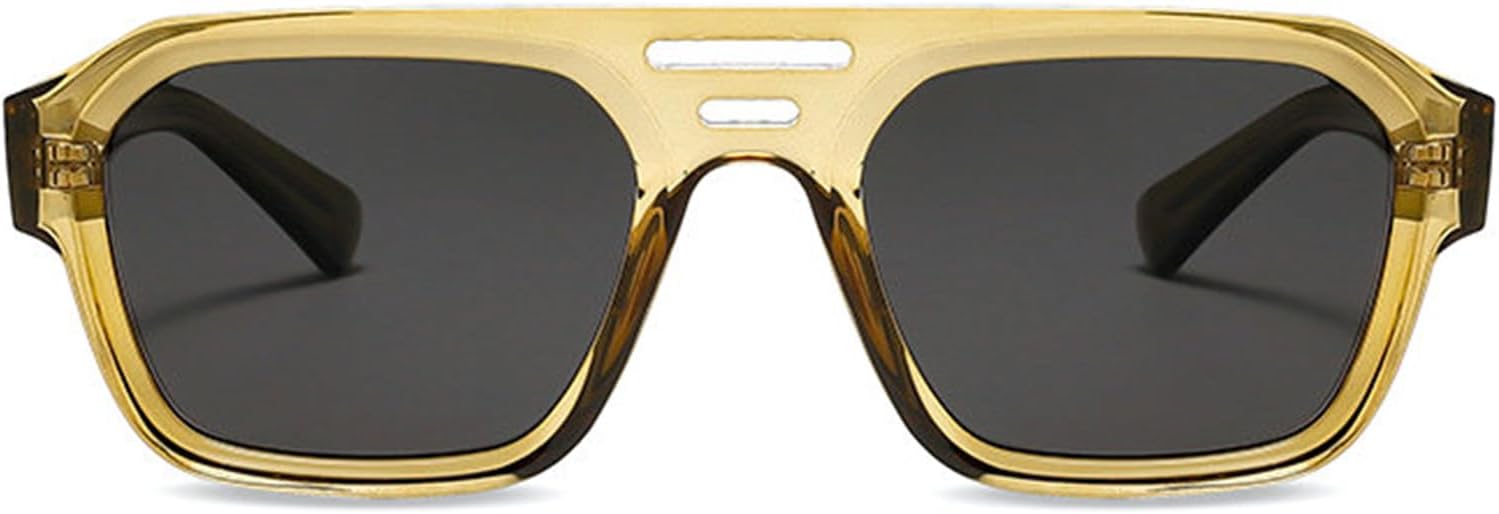 

Солнцезащитные очки Willochra с двойной перемычкой, квадратной формы, для женщин, модные, с градиентным переходом, защита от УФ-излучения UV400, для мужчин, из ацетата, C5