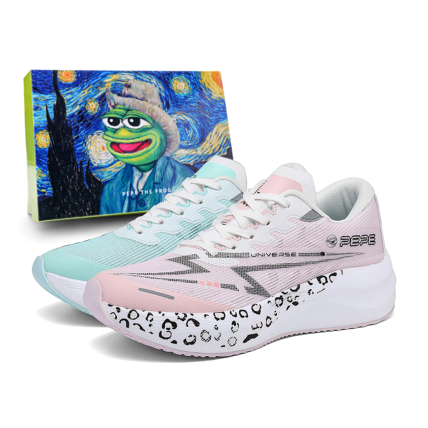 

Pepe The Frog Амортизирующие дышащие поддерживающие сбалансированные легкие низкие кроссовки для бега с отскоком унисекс белый синий красный, цвет White Blue Red