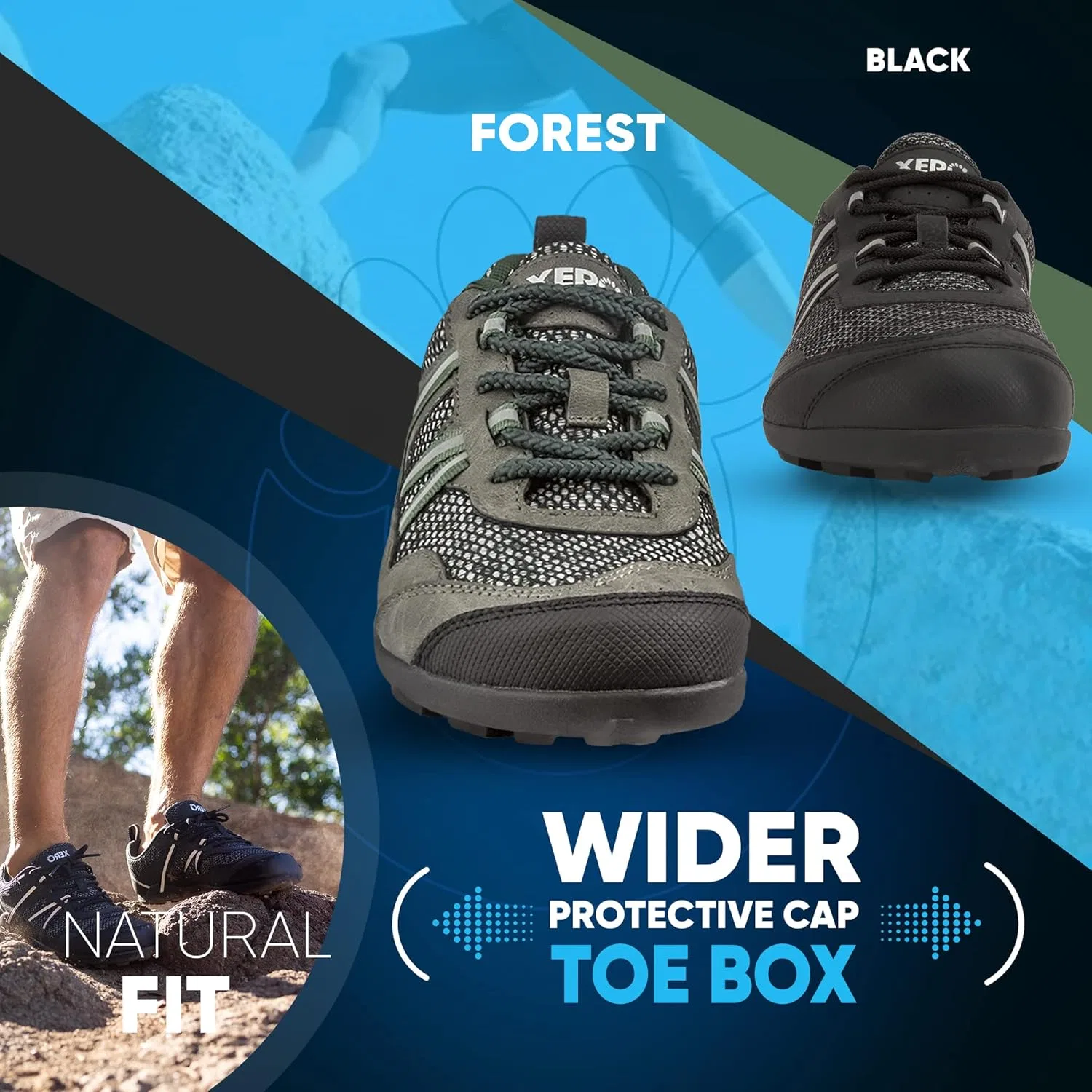 Мужские кроссовки для походов и бега по пересеченной местности Xero Shoes TerraFlex II с нулевым перепадом высоты подошвы, Forest — фото 4