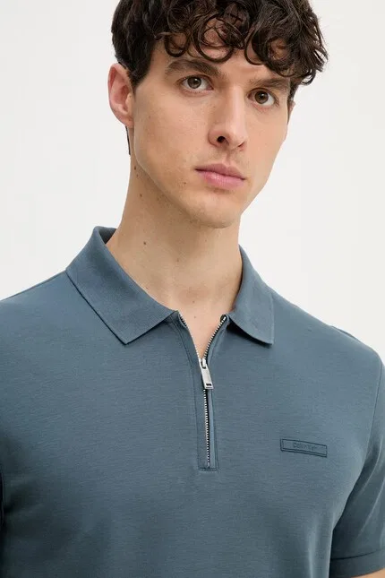 Футболка-поло хлопковая Calvin Klein, бирюзовый — фото 4
