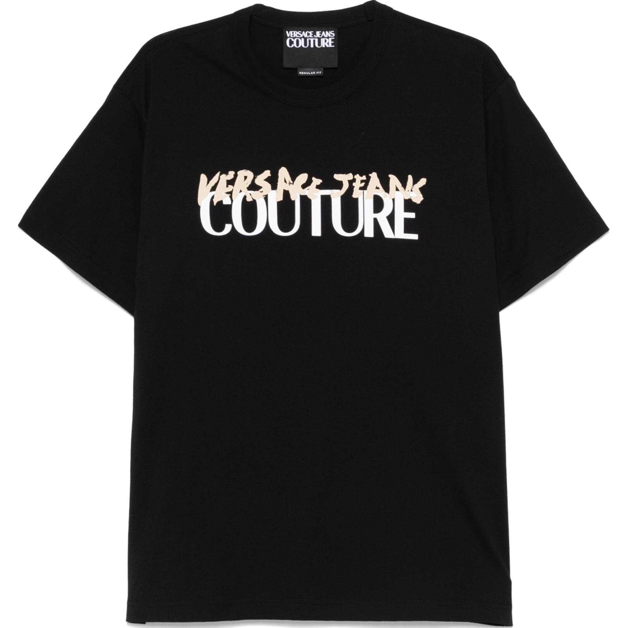 

Футболка с принтом логотипа VERSACE JEANS COUTURE, черный