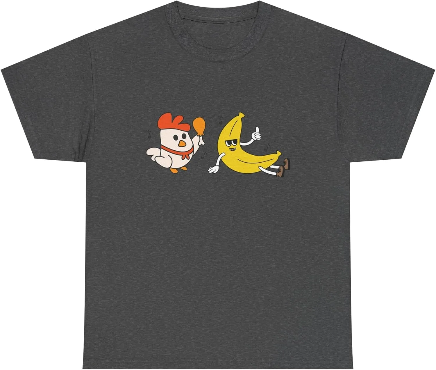 Футболка с принтом "Chicken Banana Funny Animal", стильная повседневная рубашка, унисекс из плотного хлопка, подарок для детей, футболка для дня рождения GENERIC, Dark Heather