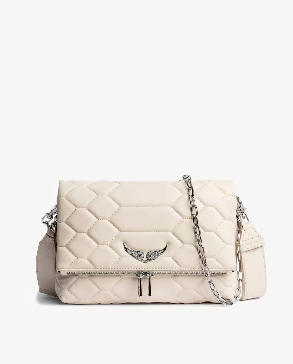 

Белая кожаная большая сумка Rocky XL Mat Scale среднего размера Zadig & Voltaire