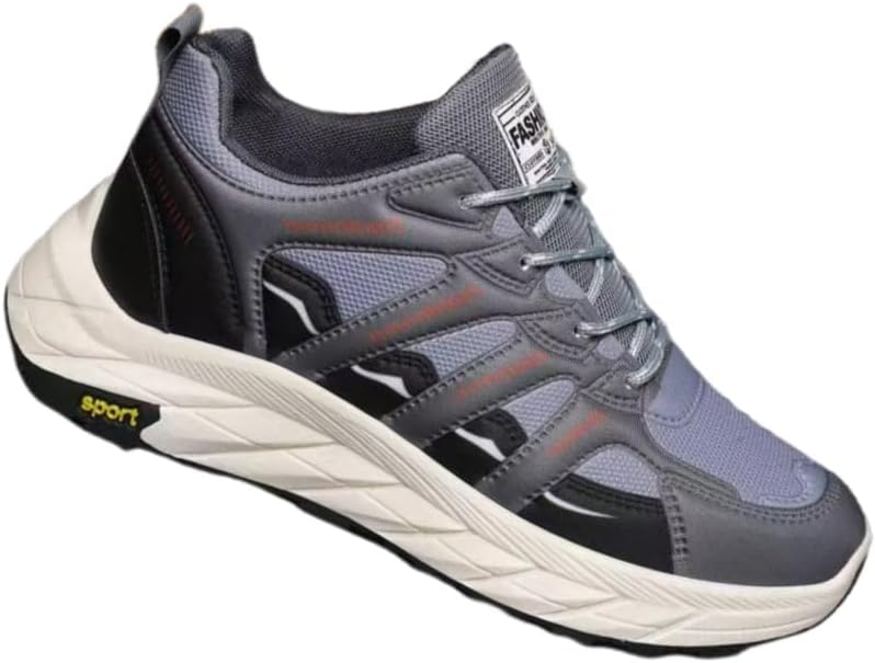 

Мужские стильные спортивные кроссовки с толстой подошвой и прочной резиновой подошвой - дышащий верх из сетки и синтетического материала, низкий дизайн на шнуровке, подходят для фитнеса, повседневной носки и активного отдыха Fmshi, серый