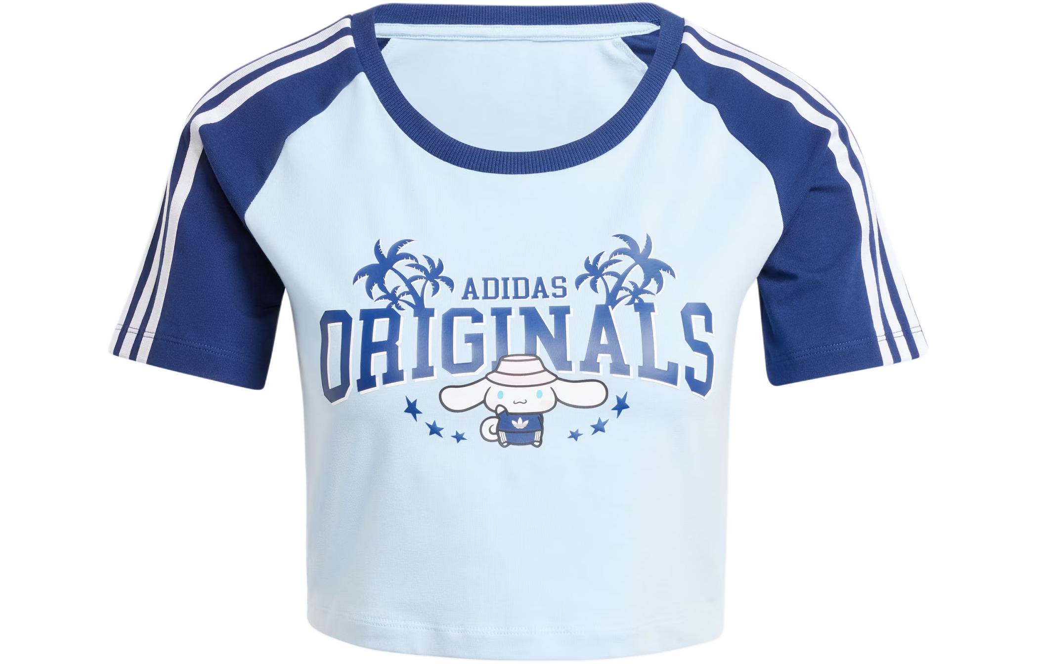 Adidas Originals X Hello Kitty Футболка детская с принтом Cinnamoroll 'Ясное небо', розово-голубая — фото 2