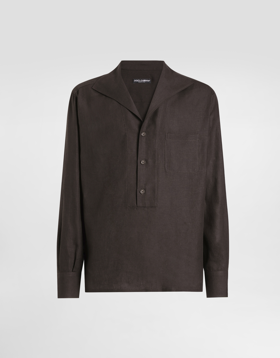 

Льняная рубашка с длинными рукавами на трех пуговицах Dolce & Gabbana, коричневый
