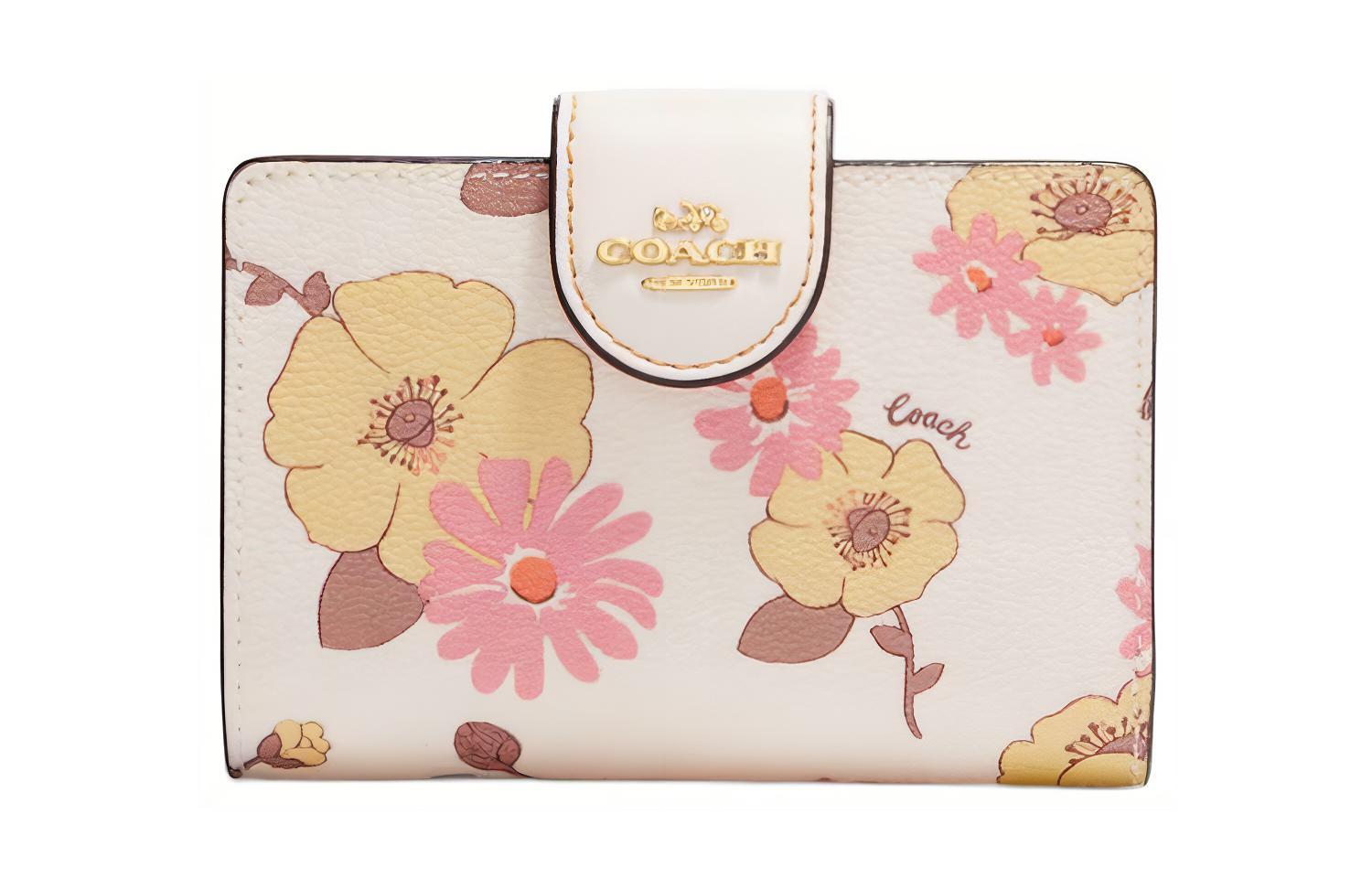 

Кошелек-клатч из коровьей кожи с угловой молнией женский цвет слоновая кость белый COACH