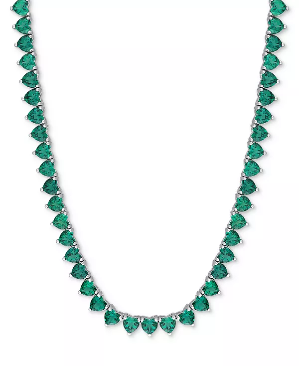 

Ожерелье-Воротник с выращенным в лаборатории изумрудом (24 карата) длиной 18 дюймов из стерлингового серебра Macy'S, emerald