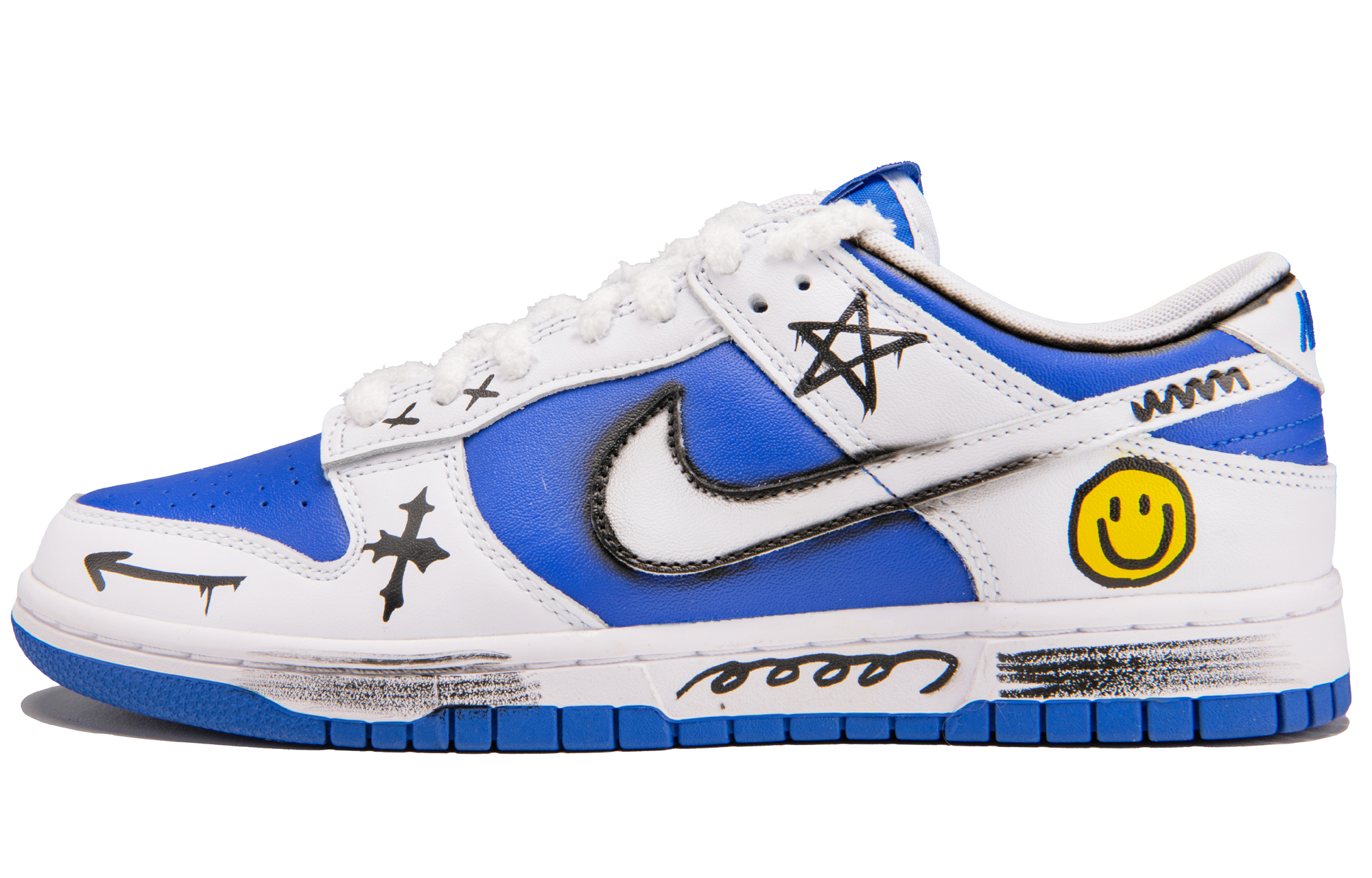 

Nike Кроссовки для скейтбординга Dunk износостойкие, низкие, мужские, белые, синие