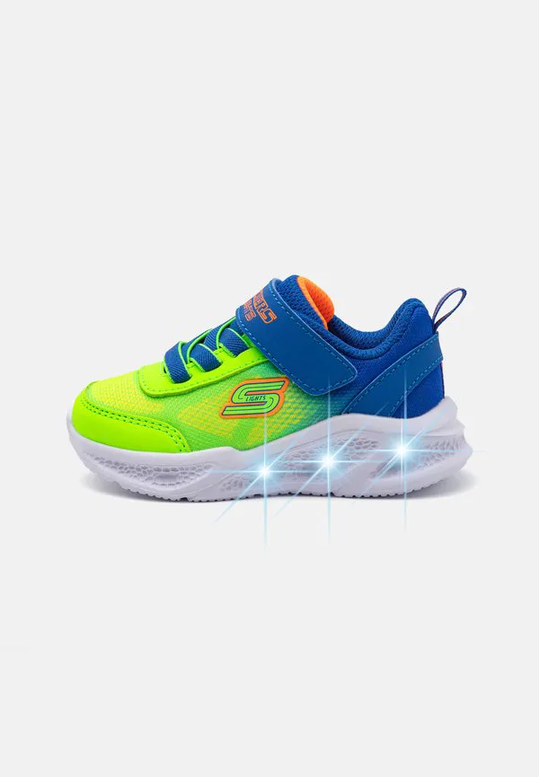 Кроссовки с подсветкой в виде метеоритных огней Skechers, Blue/Lime Textile/Orange