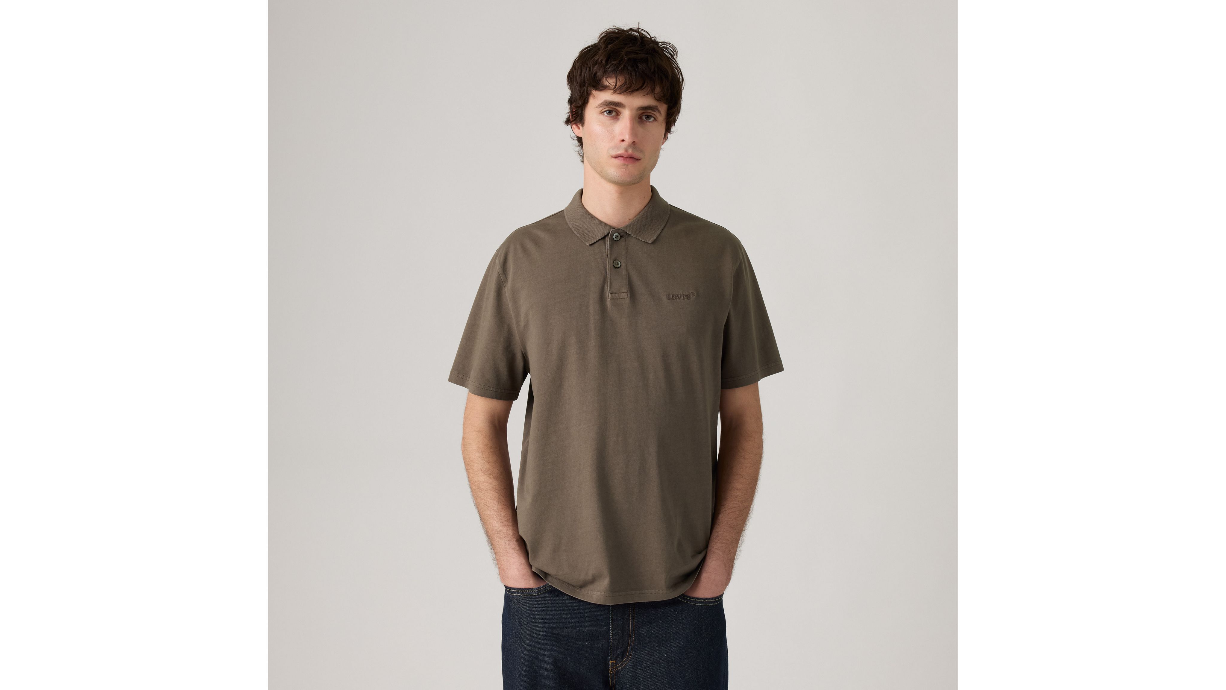 

Настоящая рубашка-поло Levi's, Garment Dye Khaki Green - Brown