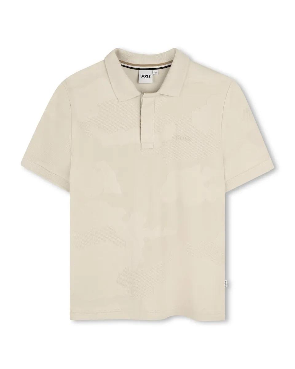 

Детское поло натурального цвета с короткими рукавами BOSS Kidswear