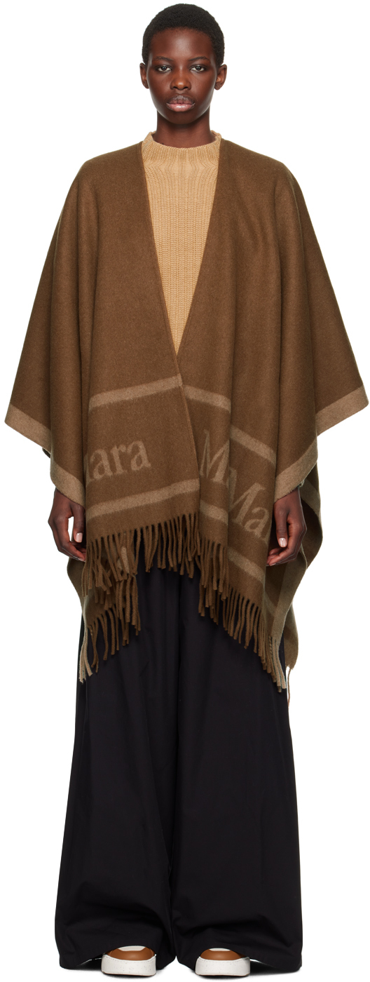 

Коричневый жаккардовый шерстяной шарф Max Mara