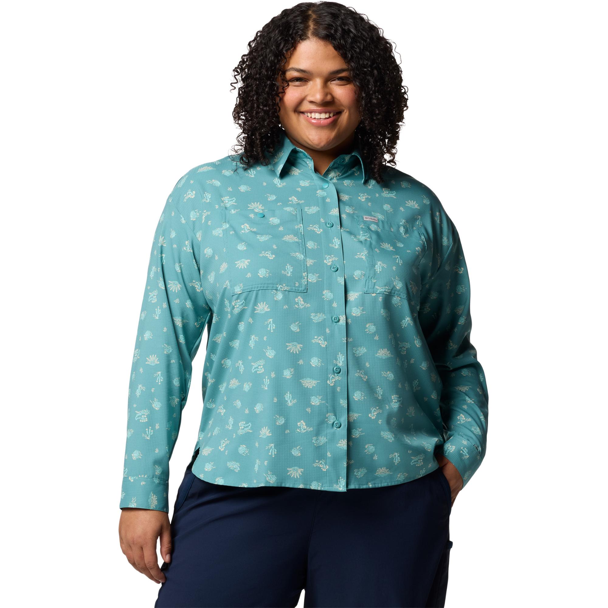 

Женская рубашка Silver Ridge с длинными рукавами и пуговицами - больших размеров Columbia, Teal Deserted