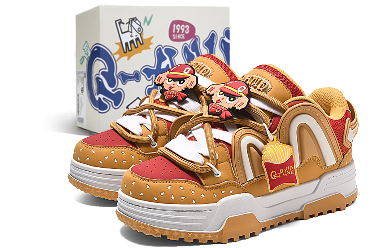 

Q-AND Кроссовки для скейтбординга унисекс Swag - апельсиновый гамбургер/желтый картофель фри, цвет Hamburger Orange/French Fries Yellow