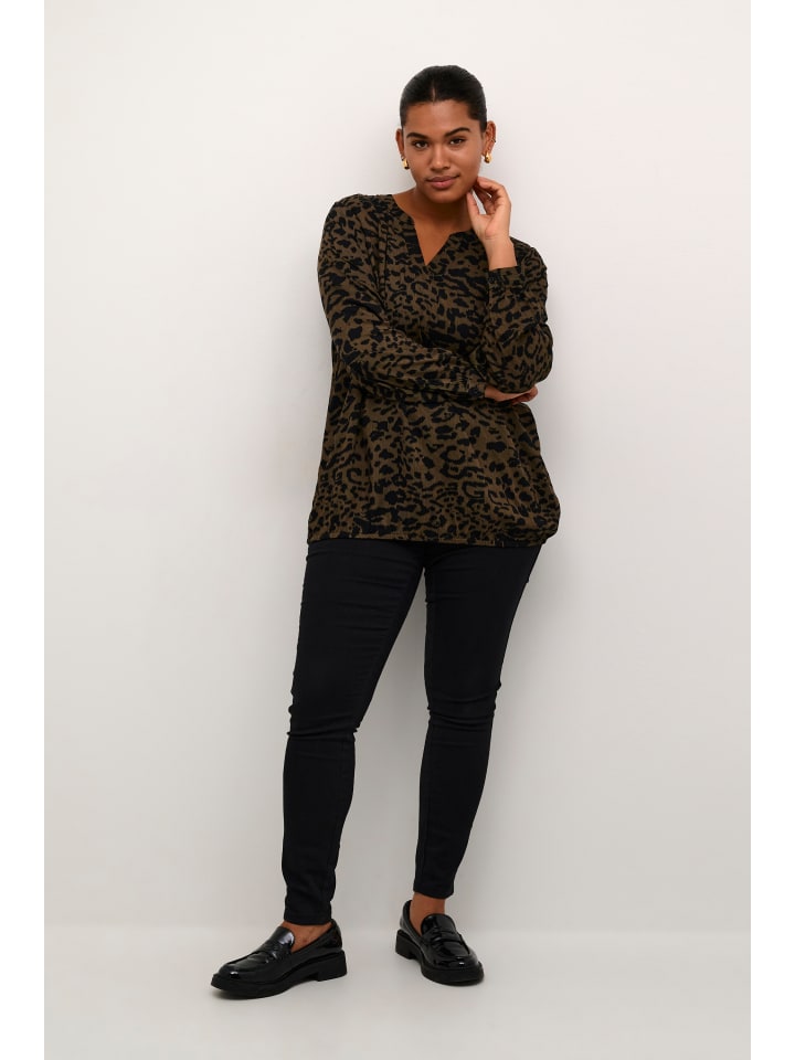 

KAFFE curve Блузка с длинными рукавами KCdiana, стандартный крой, цвет Major Brown_Black Leopard