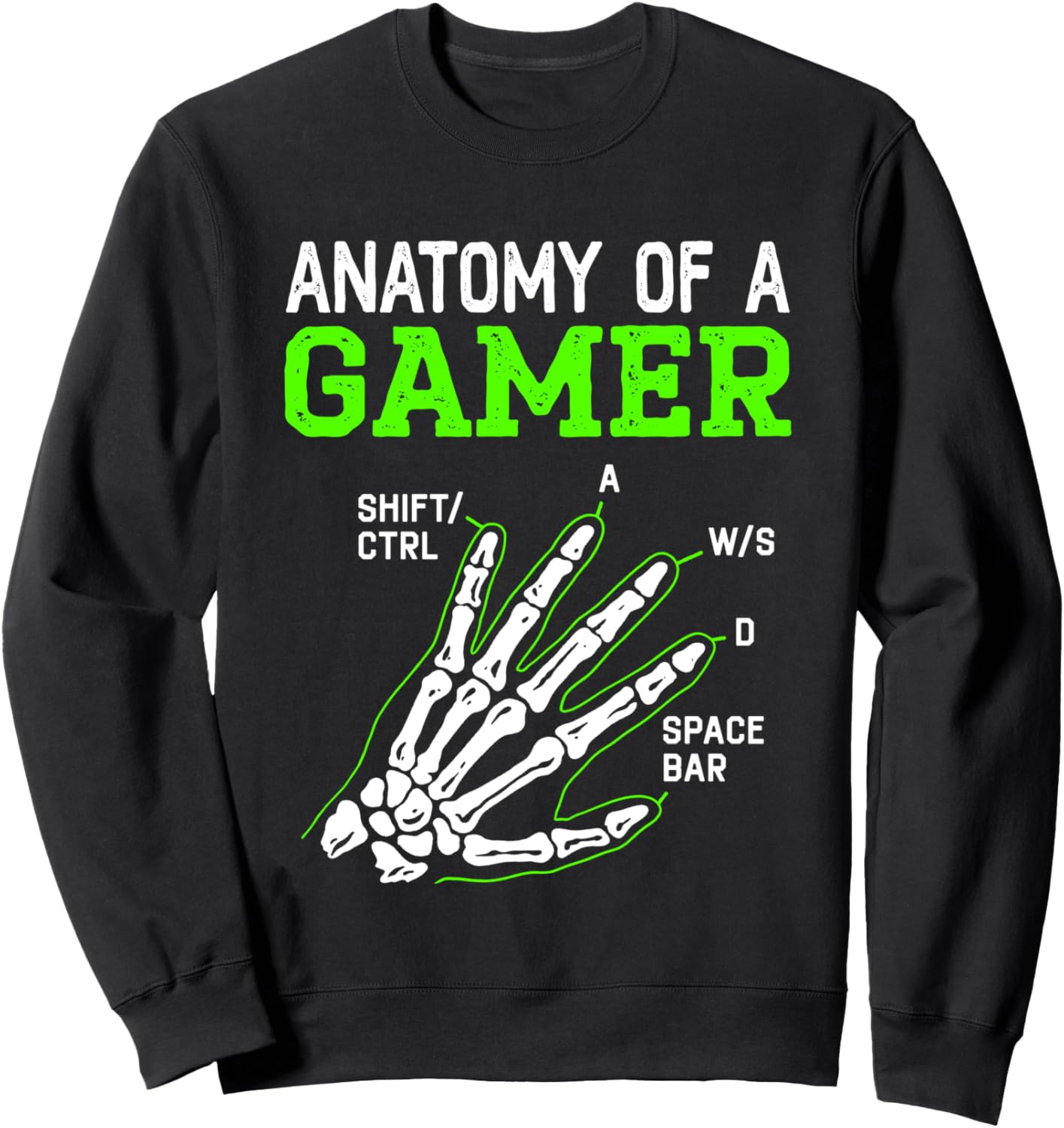 

Забавная толстовка для мужчин, мальчиков и детей с изображением скелета геймера: анатомия руки геймера Gaming Gamer Shirts For Men For Teen & For Boys, черный