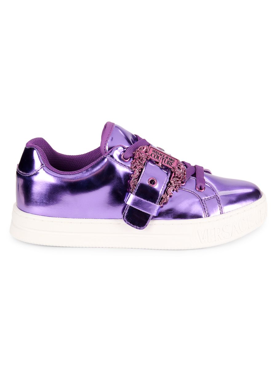 Низкие кроссовки с металлическим логотипом Versace Jeans Couture, фиолетовый