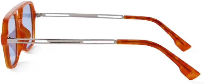 

Солнцезащитные очки прямоугольной формы для женщин и мужчин, винтажные оранжево-голубые солнцезащитные очки, женские очки с защитой от УФ-излучения UV400 LANGSER, C1