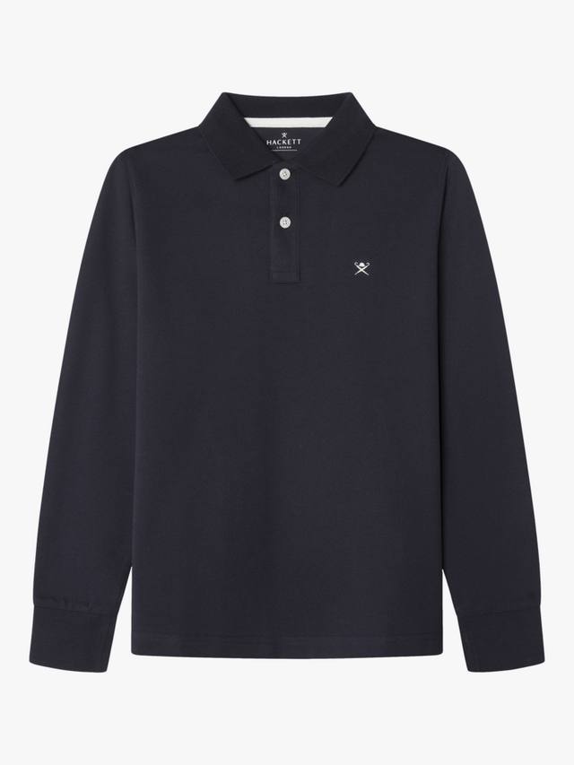 

Детская хлопковая пике поло с длинными рукавами Hackett London, Midnight Blue