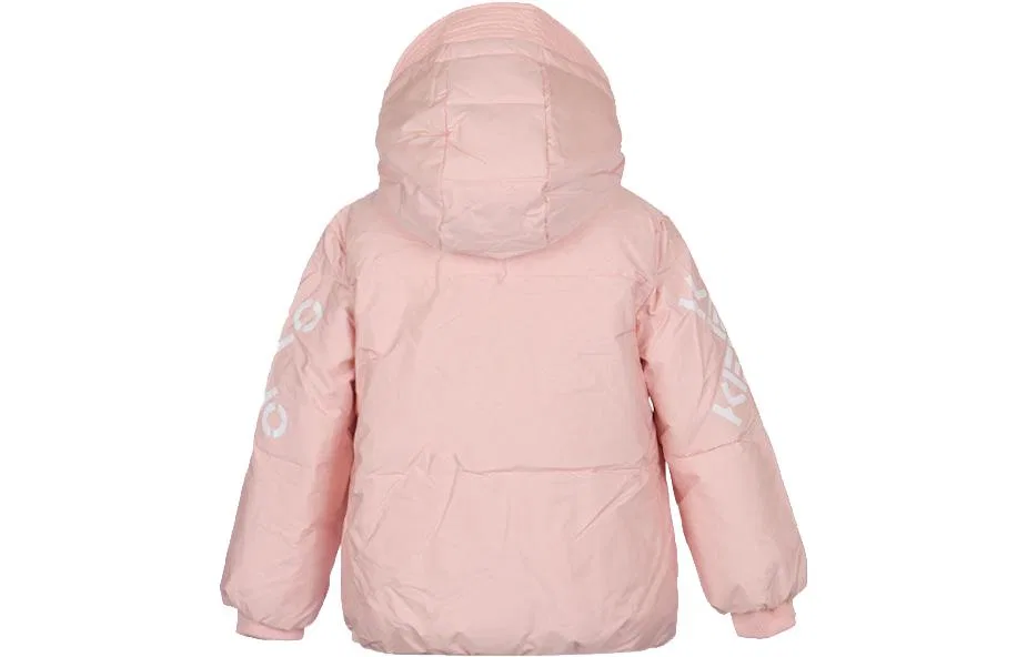 Детская пуховая куртка с капюшоном несъемная умеренная KENZO, Pink — фото 3