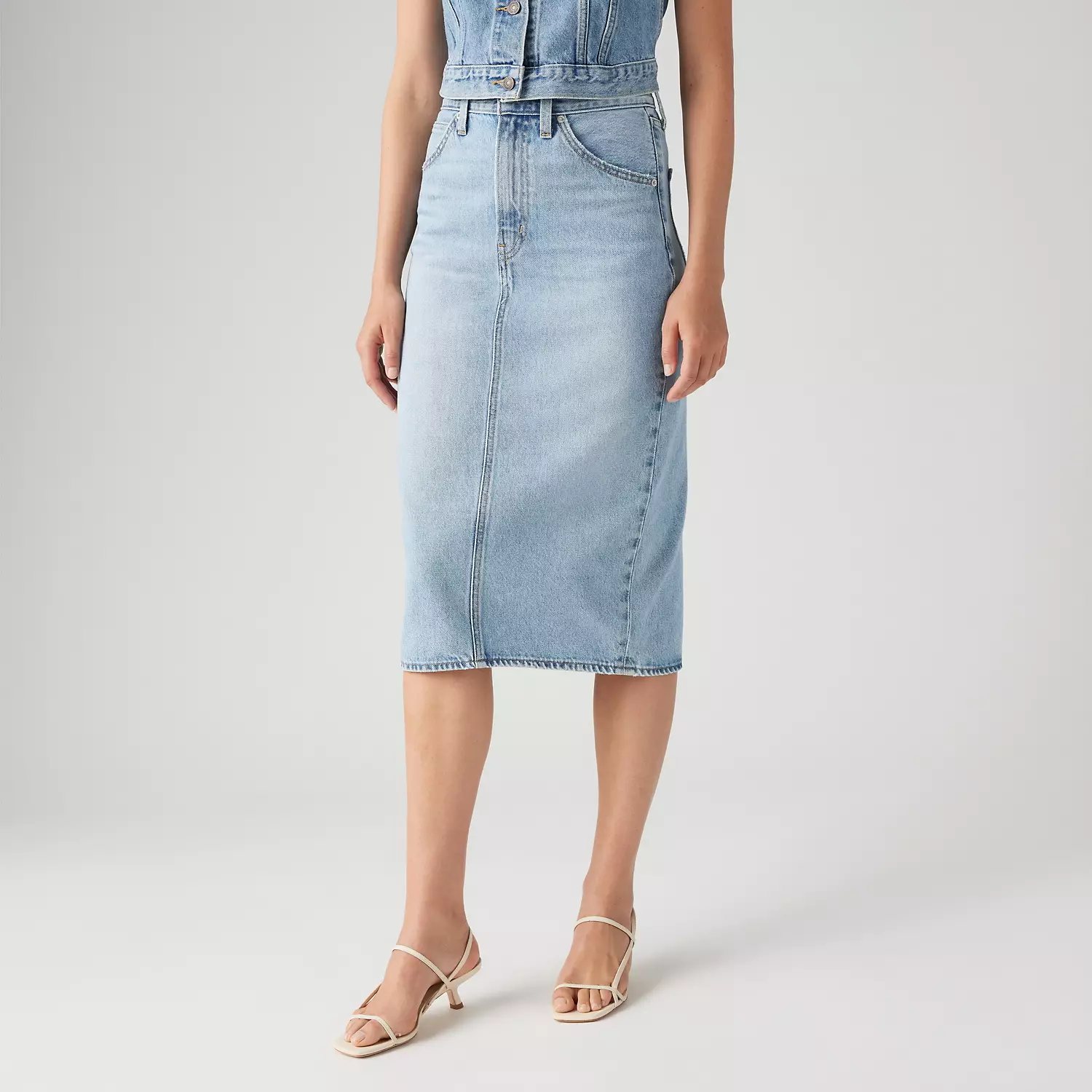 Юбка с высокой посадкой и разрезом Levi's, цвет Riveting Clean Hem - Light Wash — фото 2