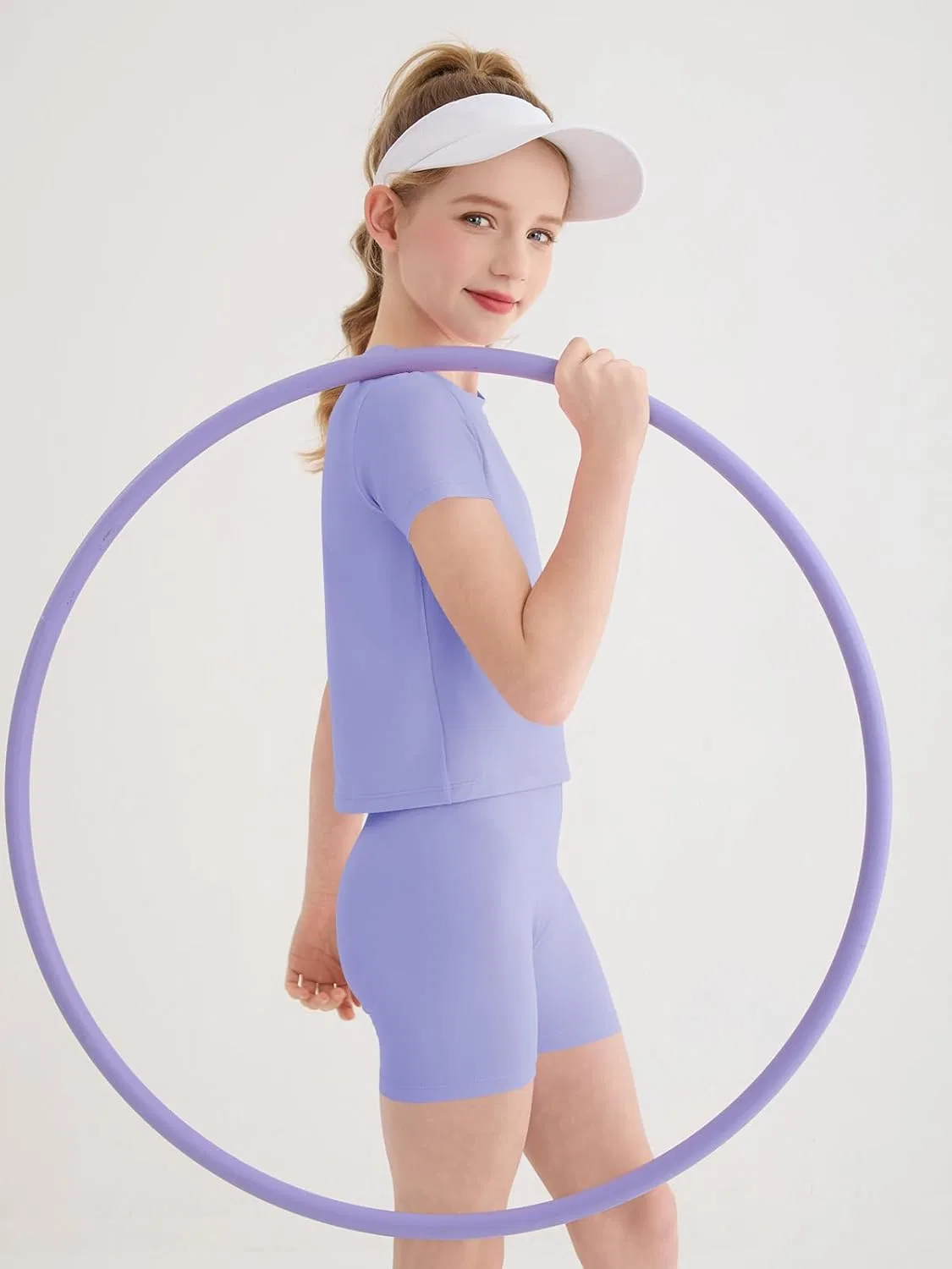 Детский спортивный комплект Haloumoning, футболка и шорты, Light Purple, 5-14 лет — фото 3