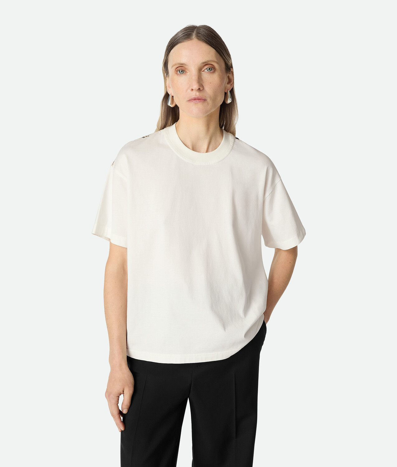 

Женская футболка Cotton And Silk Printed T-Shirt BOTTEGA VENETA, белый