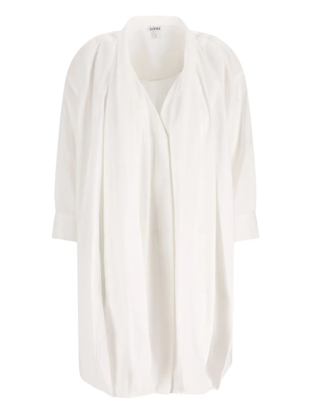 

Плиссированное мини-платье с рукавами три четверти LOEWE, белый