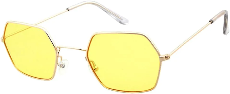 

Модные женские солнцезащитные очки в шестиугольной металлической оправе с зеркальными линзами, винтажные солнцезащитные очки для женщин TYUVIVO, C5 Gold Yellow