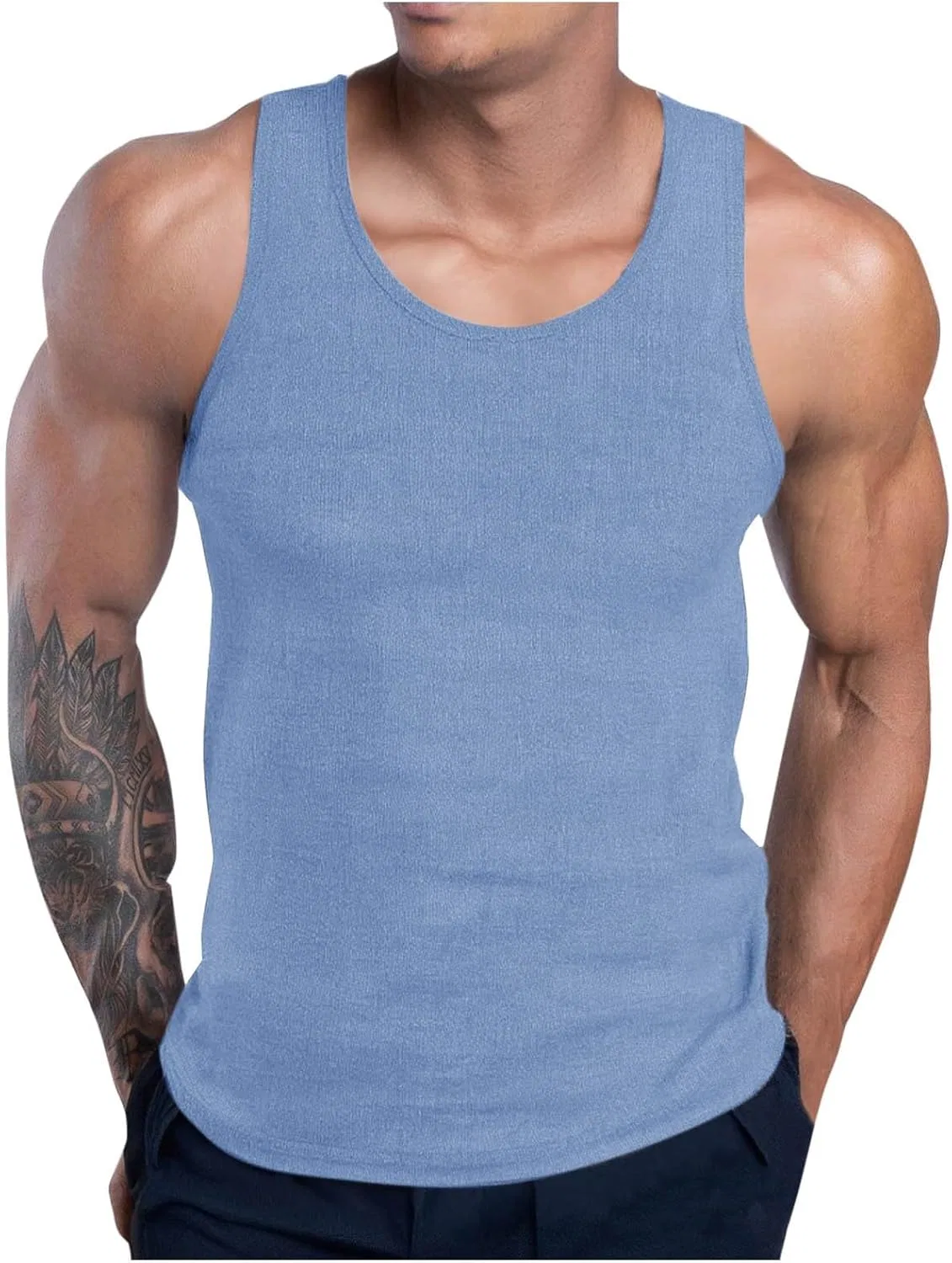 Мужской топ для бега и фитнеса, Light Blue